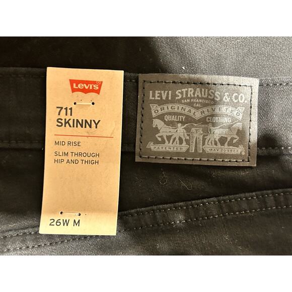 Levis 711 Skinny Jeans Womens Size 26W Black High Rise Sculpt Hypersoft Stretch - Picture 3 of 11